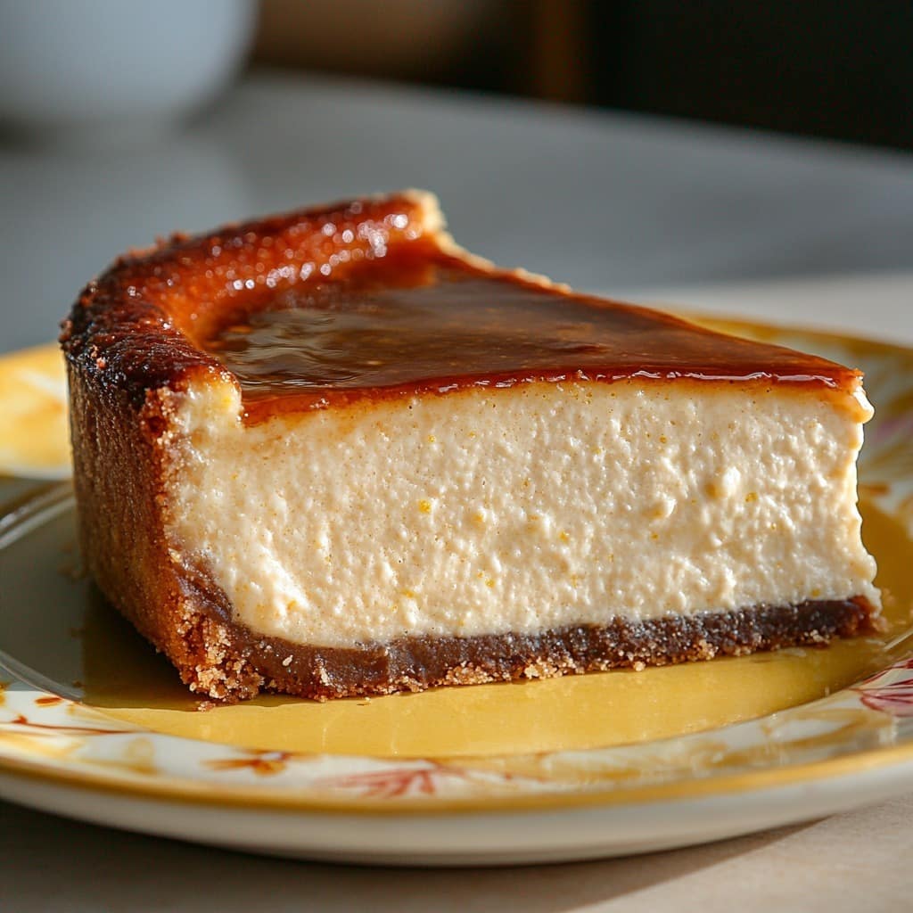 Cheesecake caramel léger au skyr nappé de caramel maison