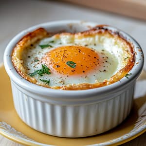 Œuf cocotte simple et économique au four avec crème fraîche