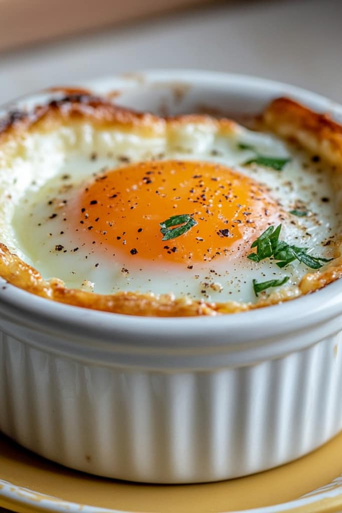 Œuf cocotte simple et économique au four avec crème fraîche