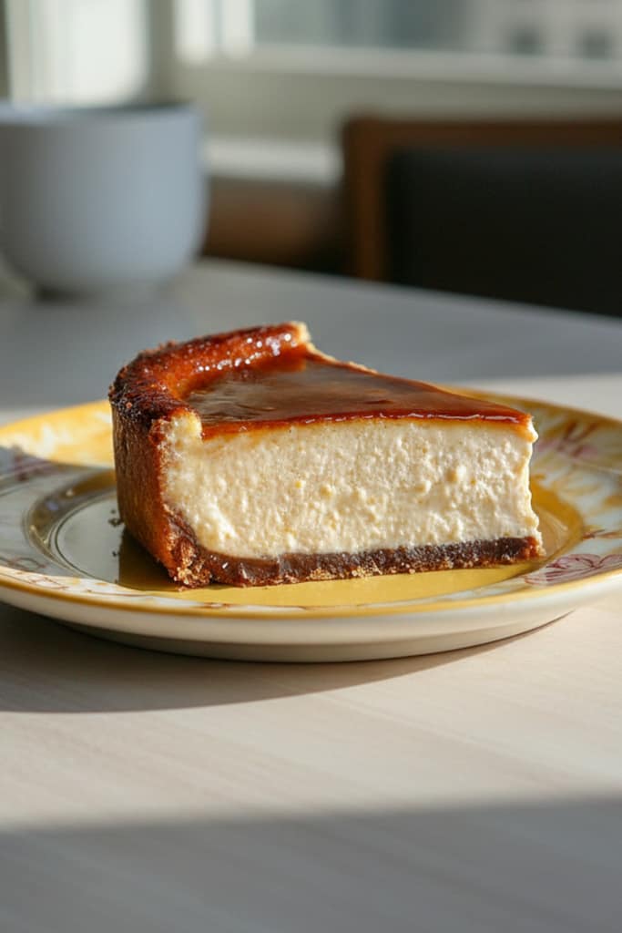 Cheesecake caramel léger au skyr nappé de caramel maison